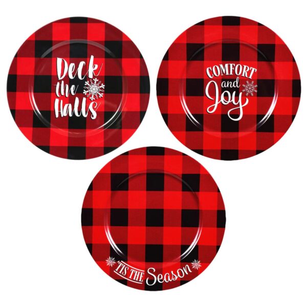3 Plaid Holiday Charger Plates