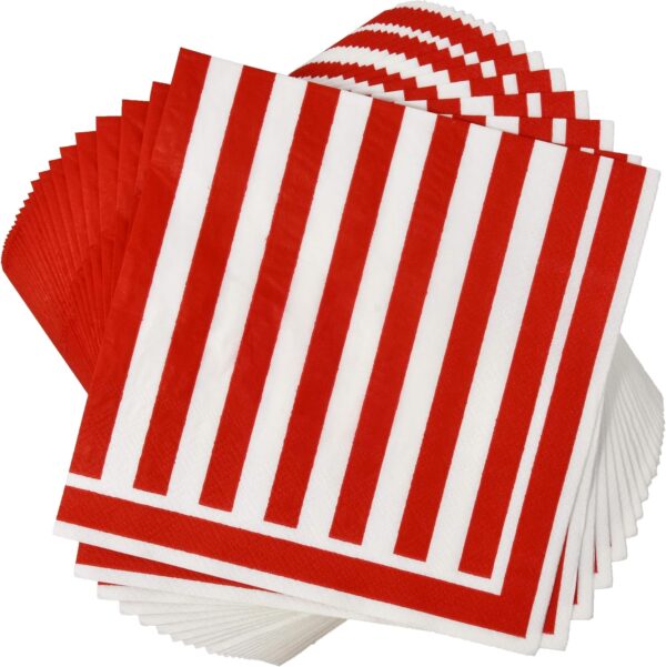 Red and white stripe disposable party set, 120 pieces - Image 4