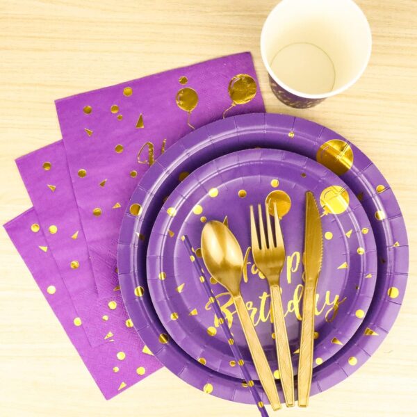 200 Pieces Gold Disposable Party Dinnerware Set - Image 3