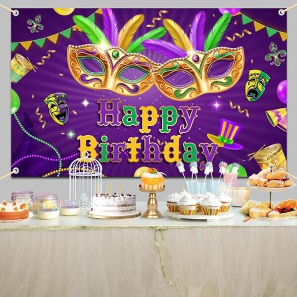 Mardi Gras Birthday Backdrop